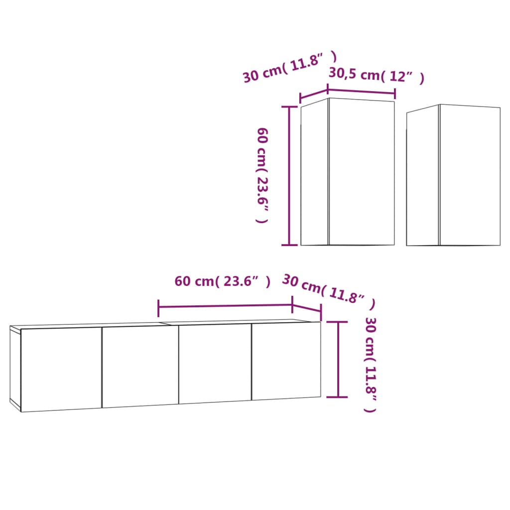 Ensemble de meubles TV 4 pièces en bois