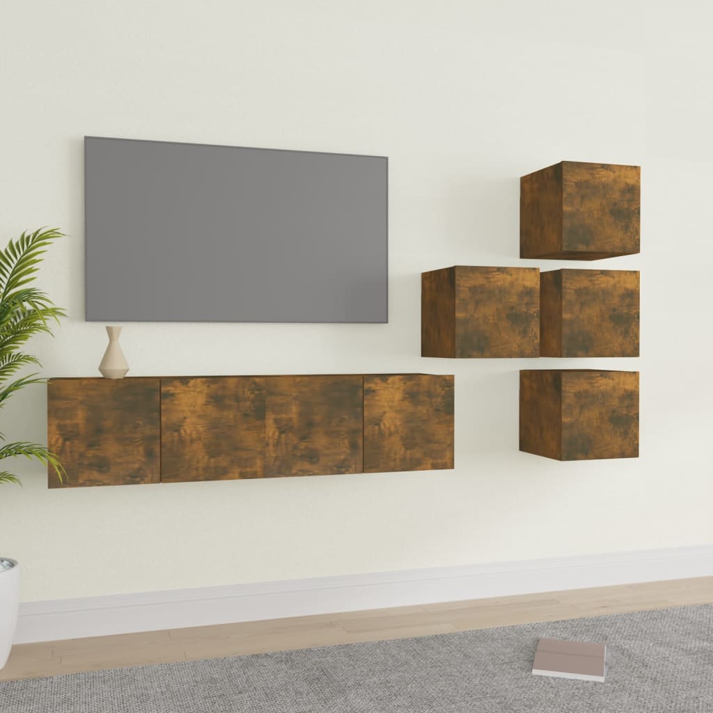 Ensemble de meubles muraux TV en bois de couleur chêne