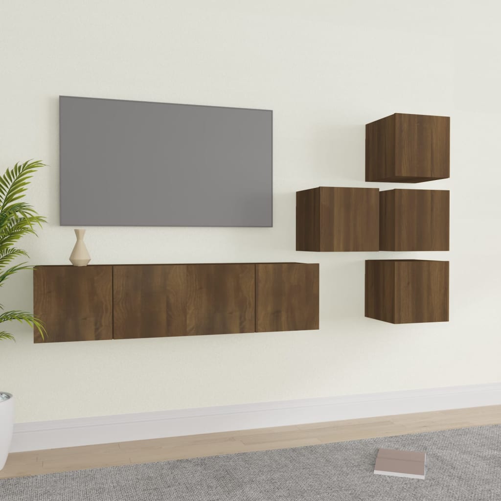 Ensemble de meubles muraux TV en bois de couleur chêne