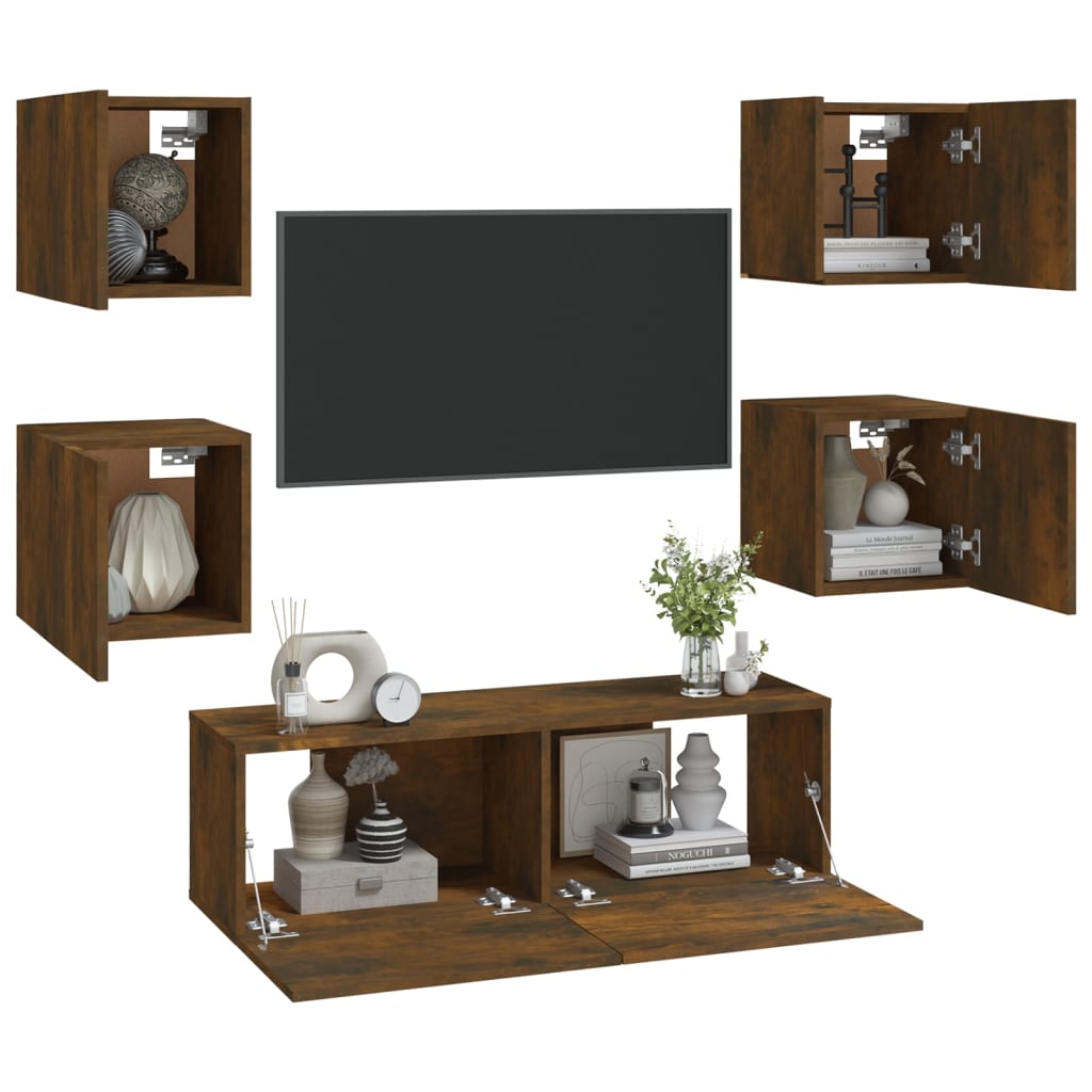 Ensemble de meubles muraux TV en bois de couleur chêne