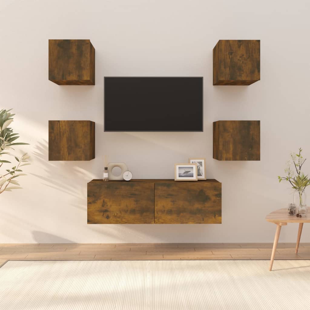 Ensemble de meubles muraux TV en bois de couleur chêne