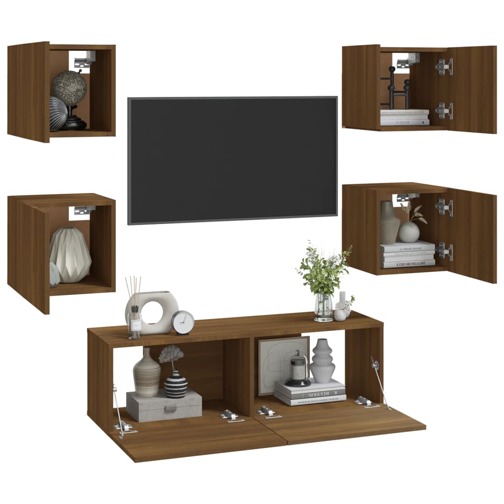 Ensemble de meubles muraux TV en bois de couleur chêne