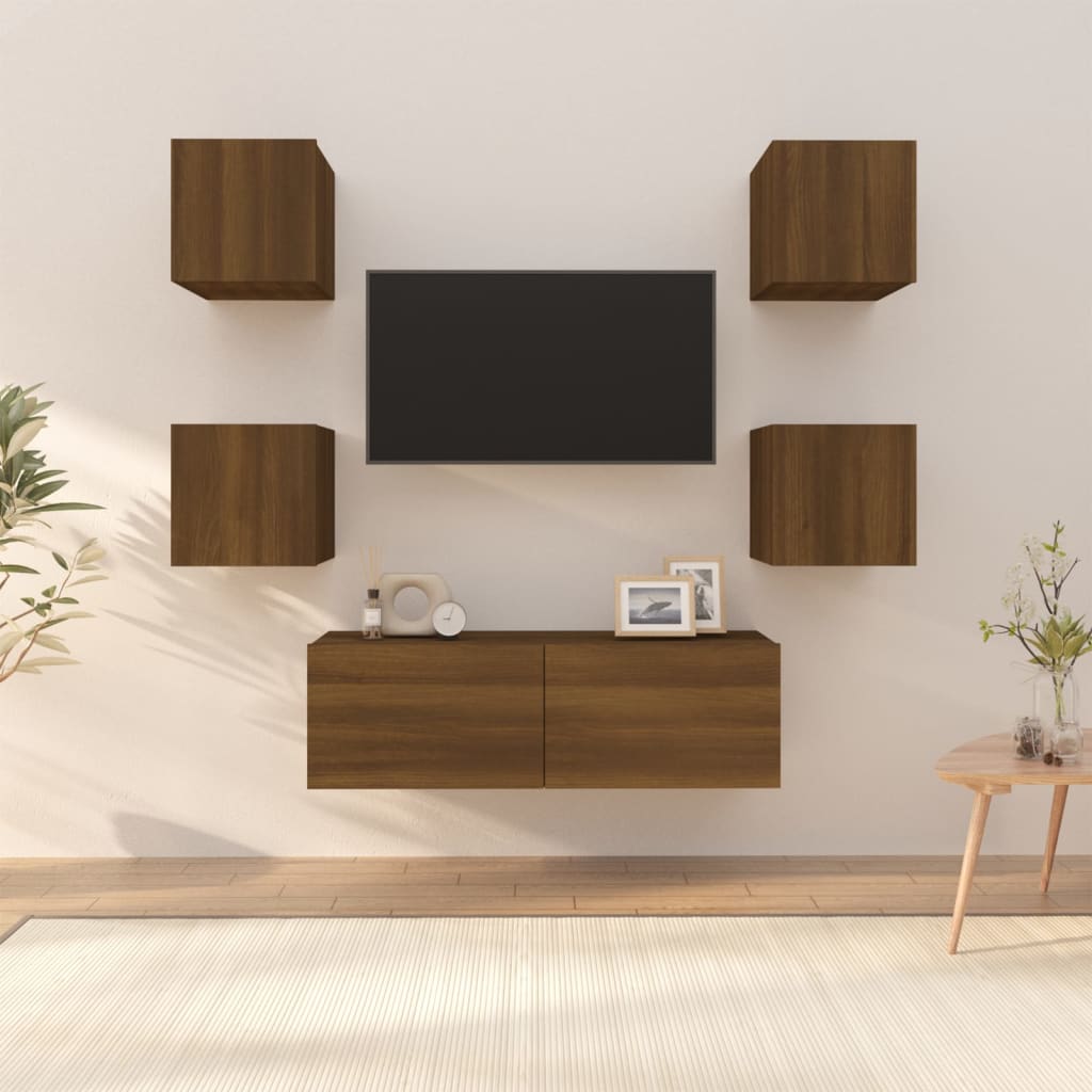 Ensemble de meubles muraux TV en bois de couleur chêne