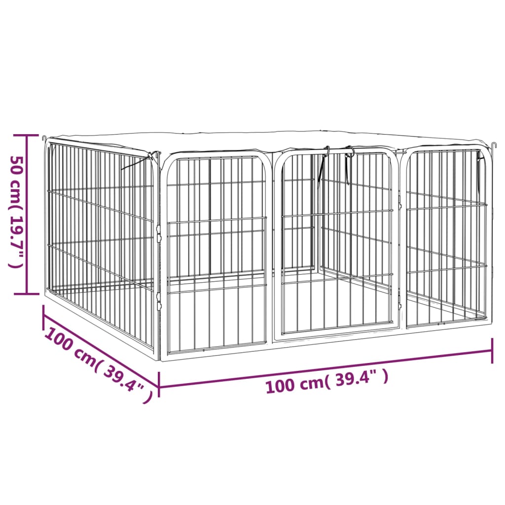 Hondenkennel 16 panelen 100x50 cm gepoedercoat staal zwart