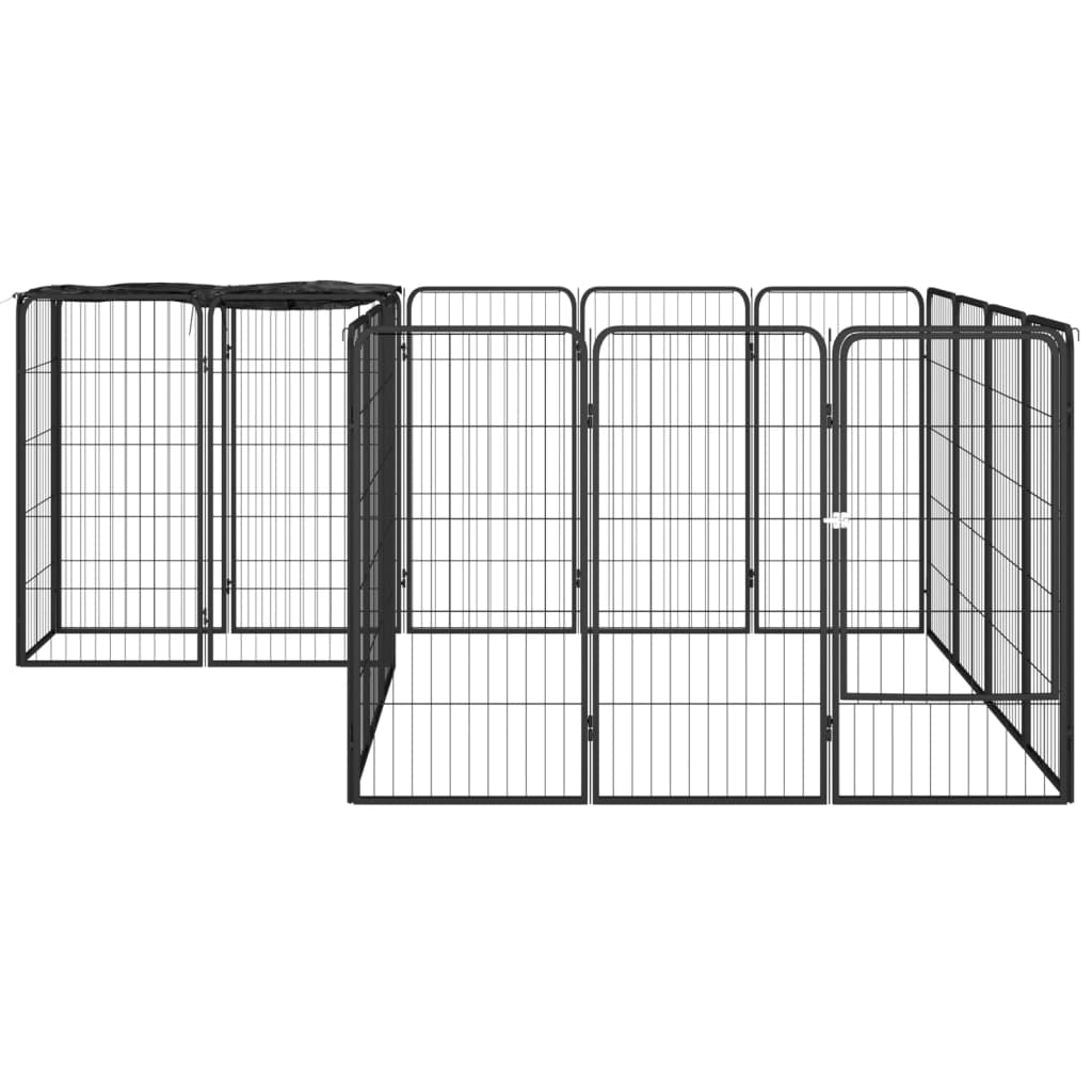 Hondenkennel 38 panelen 50x100 cm gepoedercoat staal zwart