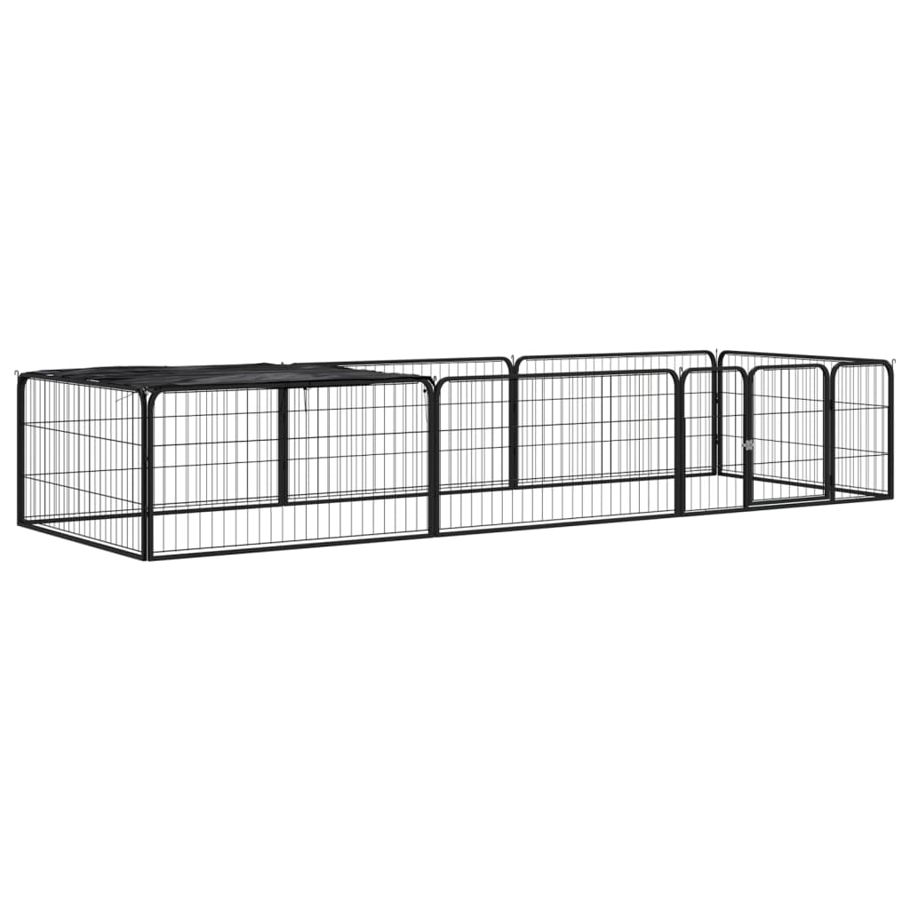 Hondenkennel 16 panelen 100x50 cm gepoedercoat staal zwart