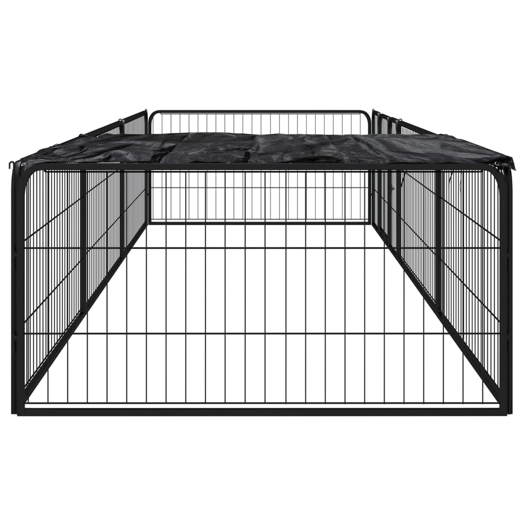 Hondenkennel 16 panelen 100x50 cm gepoedercoat staal zwart