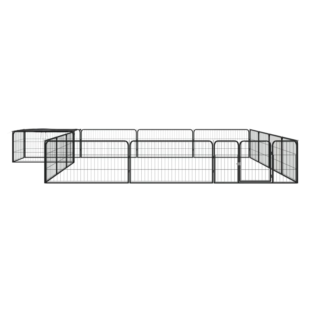 Hondenkennel 16 panelen 100x50 cm gepoedercoat staal zwart