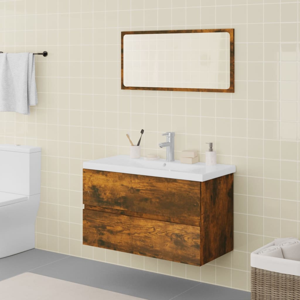 Ensemble de meubles de salle de bain en bois couleur chêne