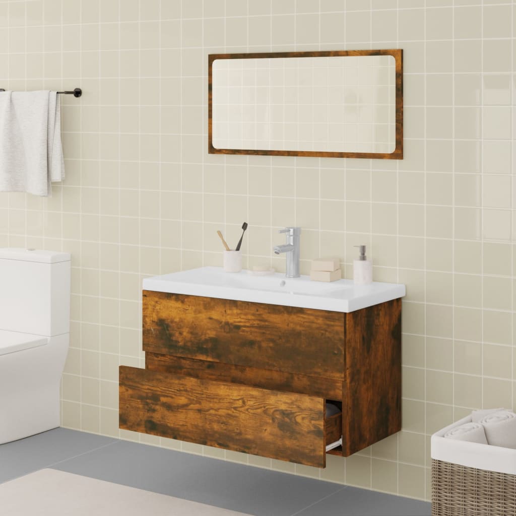 Ensemble de meubles de salle de bain en bois couleur chêne