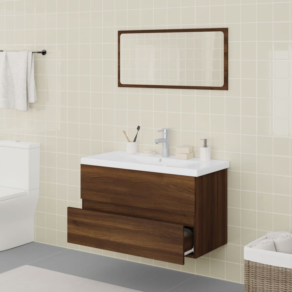 Ensemble de meubles de salle de bain en bois couleur chêne