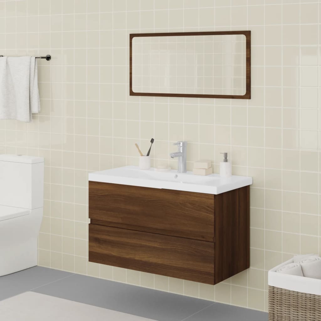 Ensemble de meubles de salle de bain en bois couleur chêne