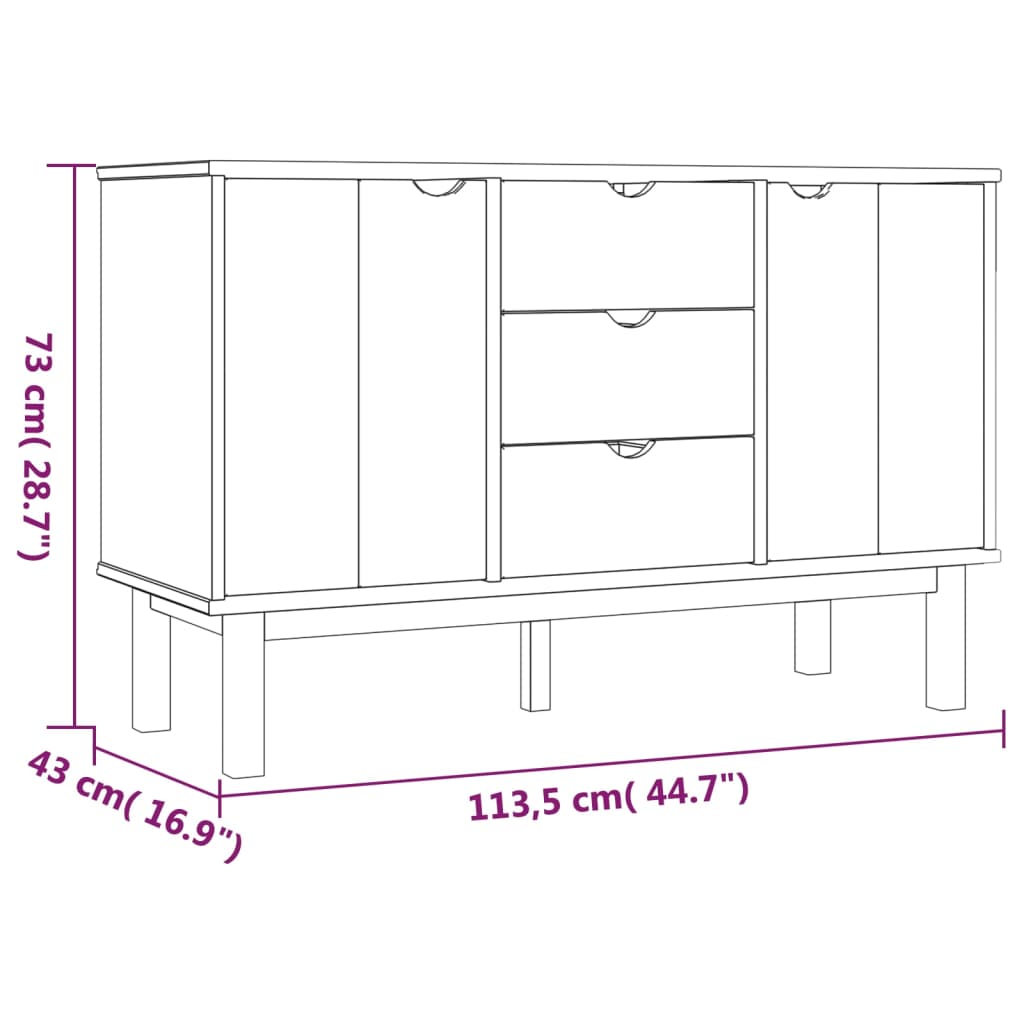 Dressoir OTTA 113,5x43x73 cm massief grenenhout