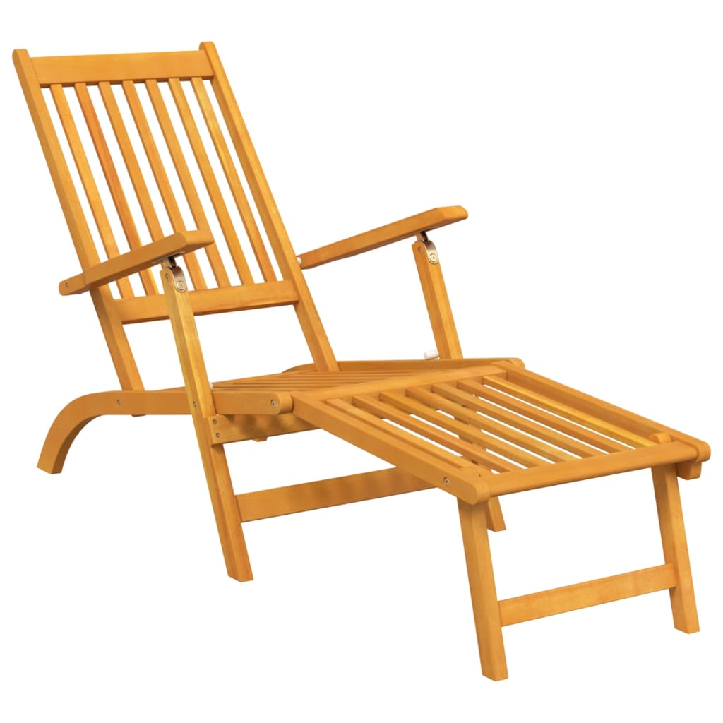 Chaises de terrasse avec repose-pieds et table en bois d'acacia massif