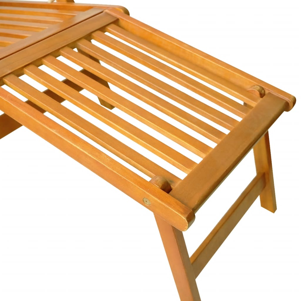 Chaises de terrasse avec repose-pieds et table en bois d'acacia massif