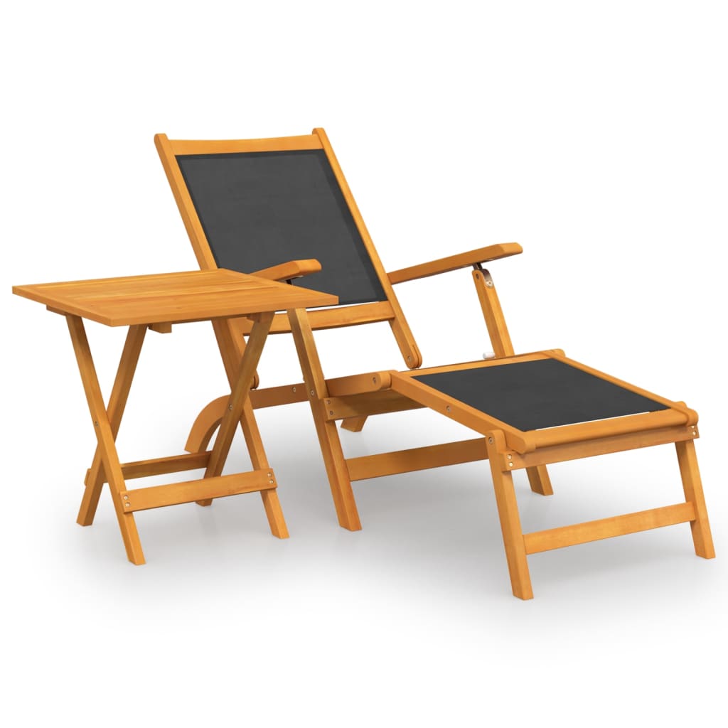 Chaises de terrasse 2 pcs en bois d'acacia massif et textilène