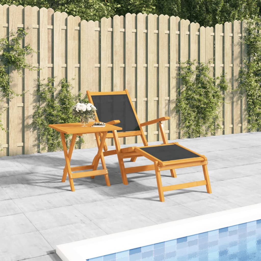 Chaises de terrasse 2 pcs en bois d'acacia massif et textilène