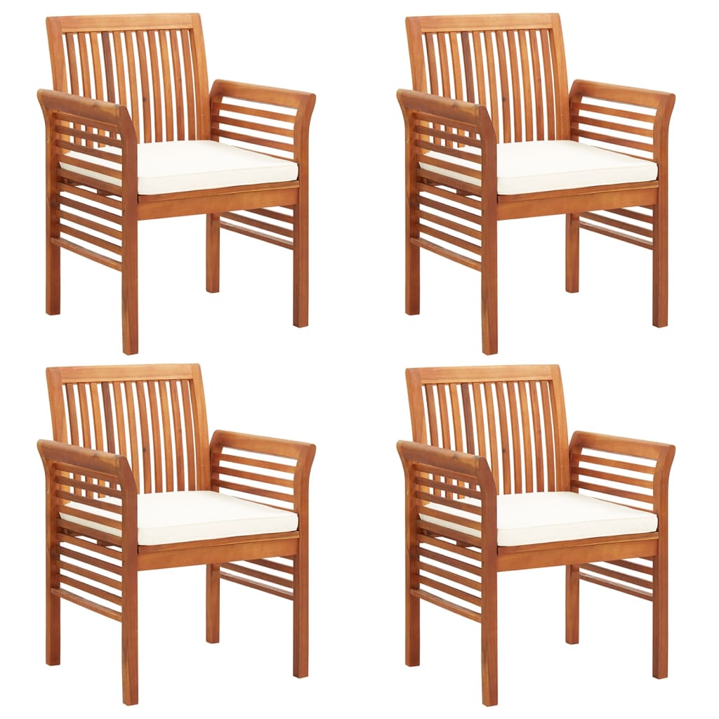 Chaises de jardin 8 pcs avec coussins en bois d'acacia massif