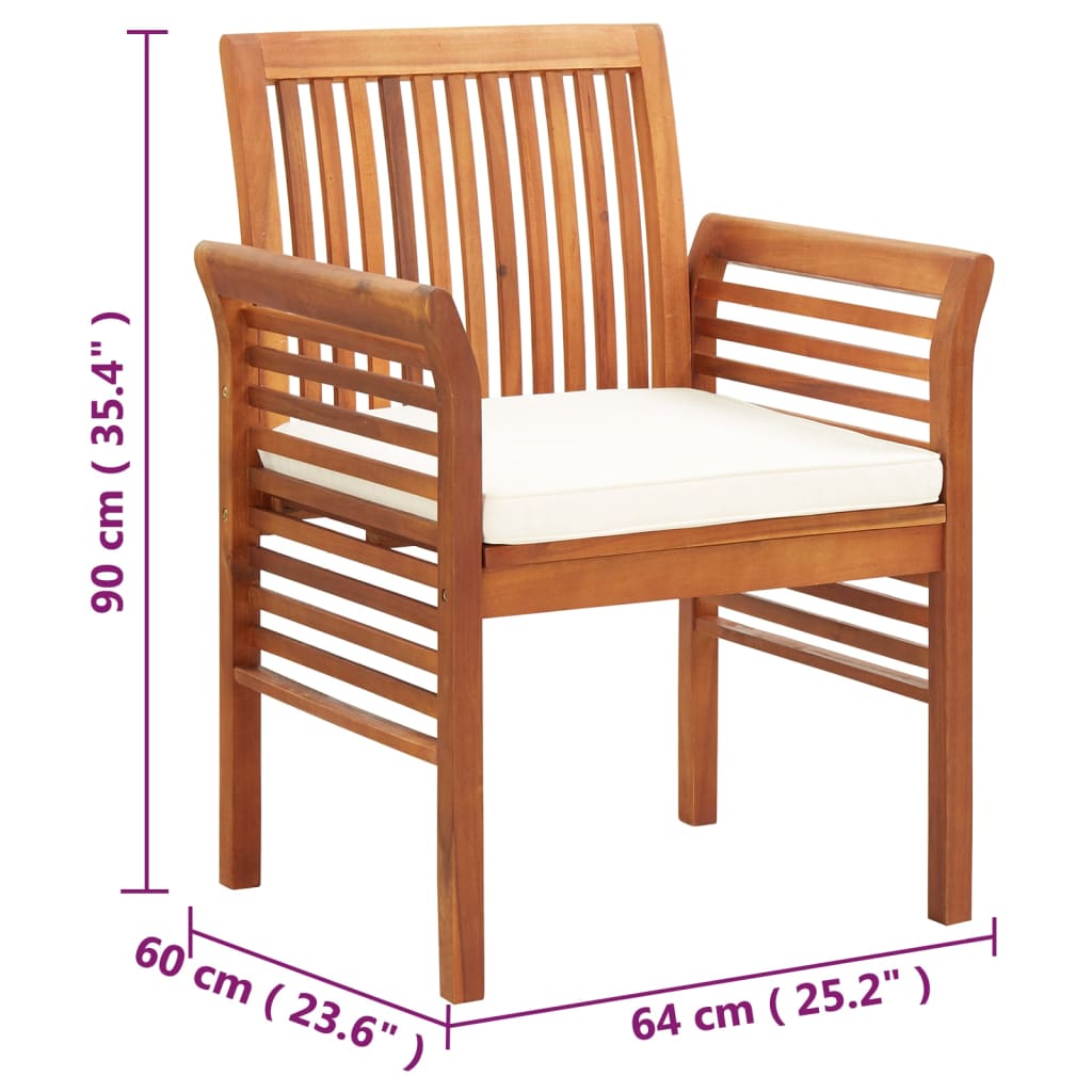 Tuinstoelen 8 st met kussens massief acaciahout