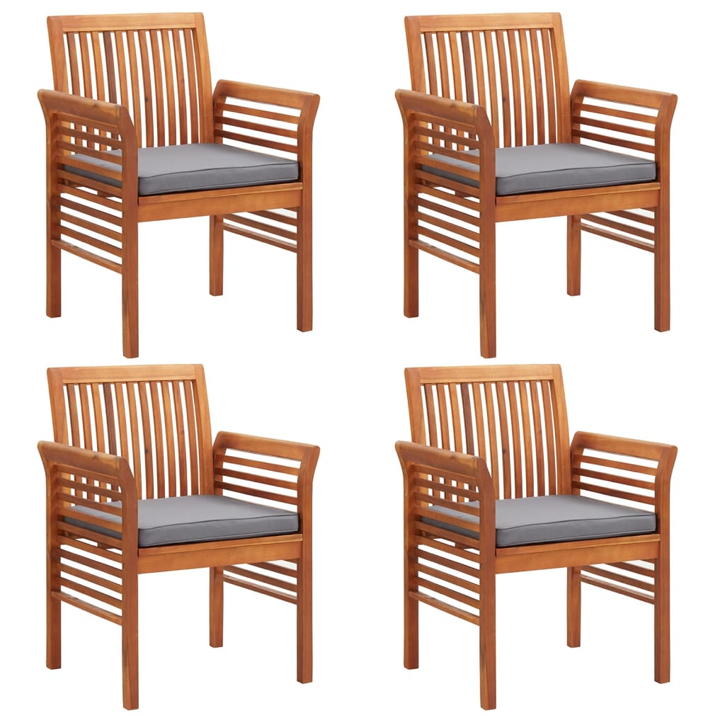 Chaises de jardin 8 pcs avec coussins en bois d'acacia massif