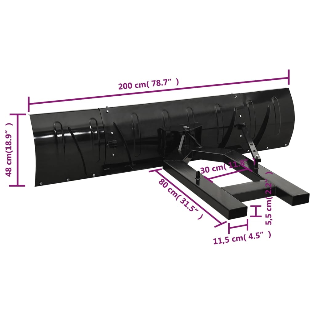 Chasse-neige pour chariot élévateur 200x48 cm noir