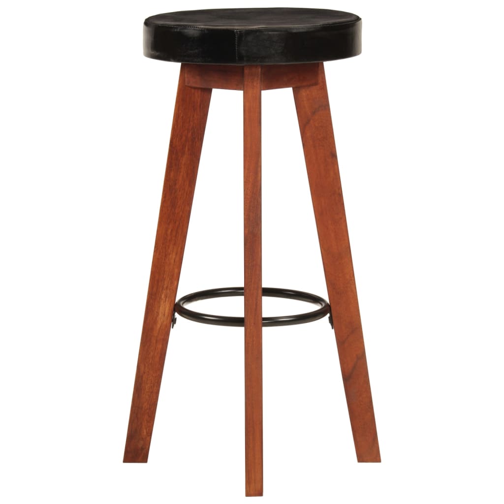 Tabourets de bar 2 pcs cuir véritable et bois d'acacia massif