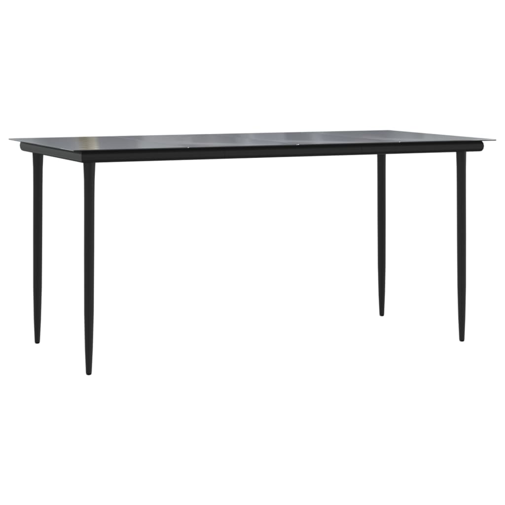 Table de jardin 200x100x74 cm acier et verre noir