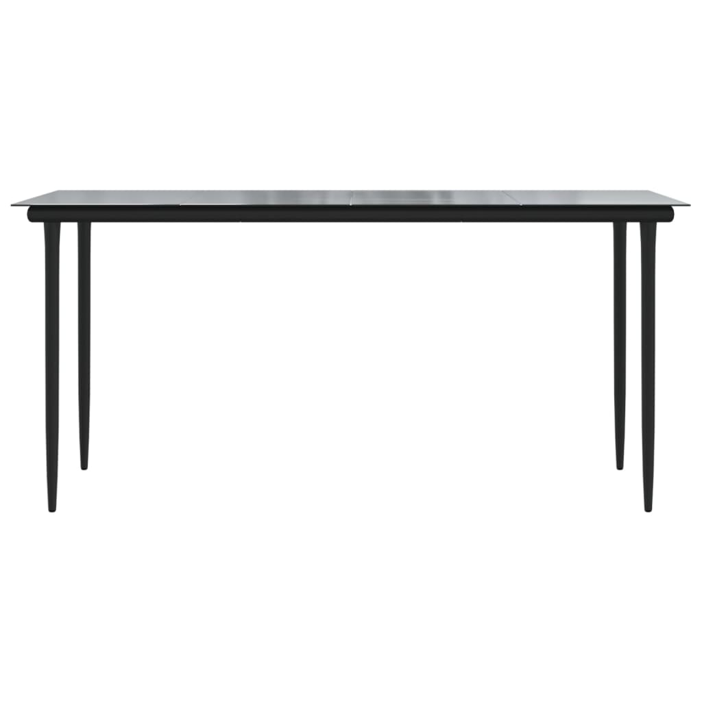 Table de jardin 200x100x74 cm acier et verre noir