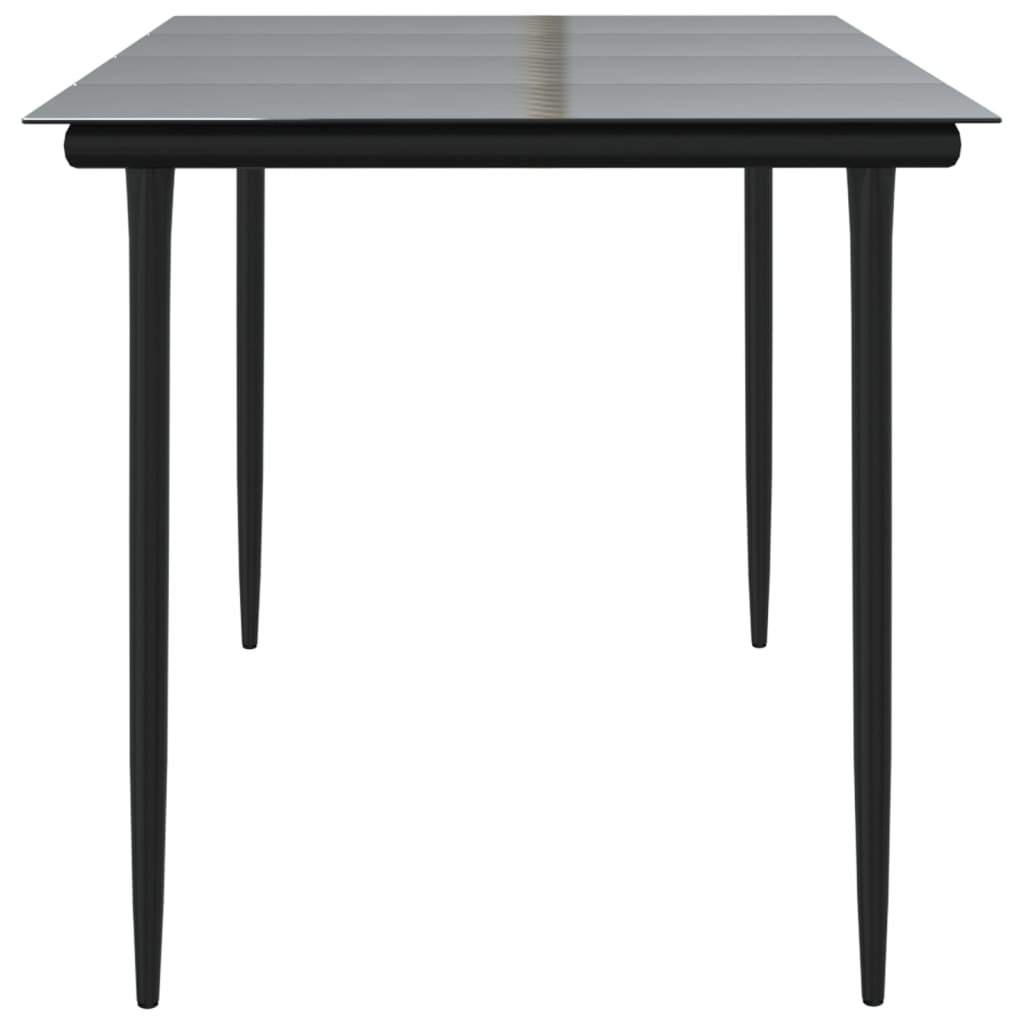 Table de jardin 200x100x74 cm acier et verre noir