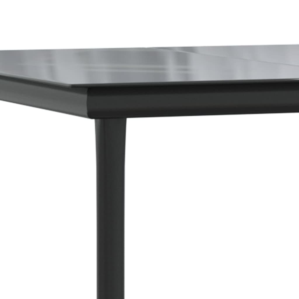 Table de jardin 200x100x74 cm acier et verre noir