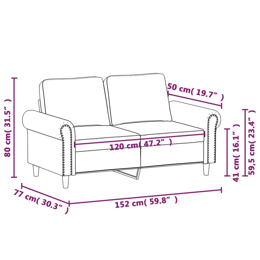 Tweezitsbank 120 cm fluweel