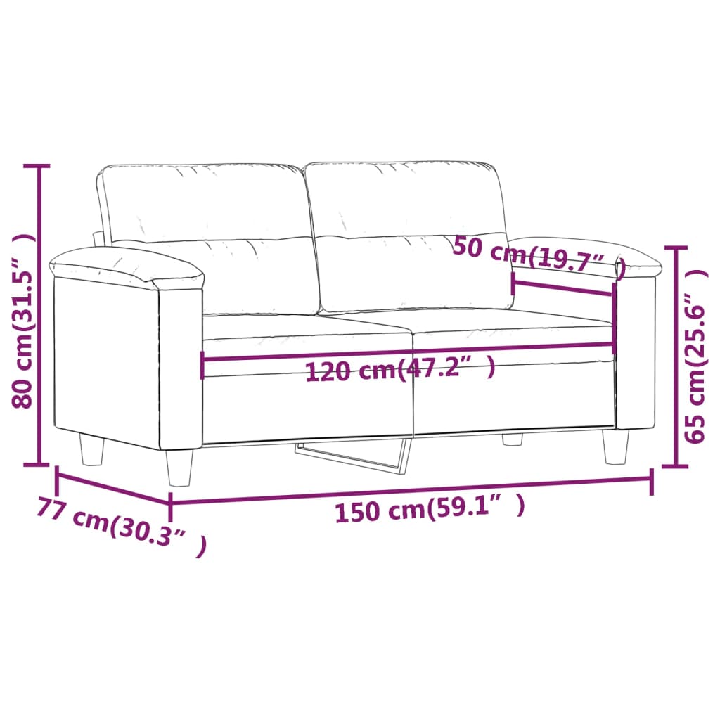 Tweezitsbank 120 cm microvezelstof