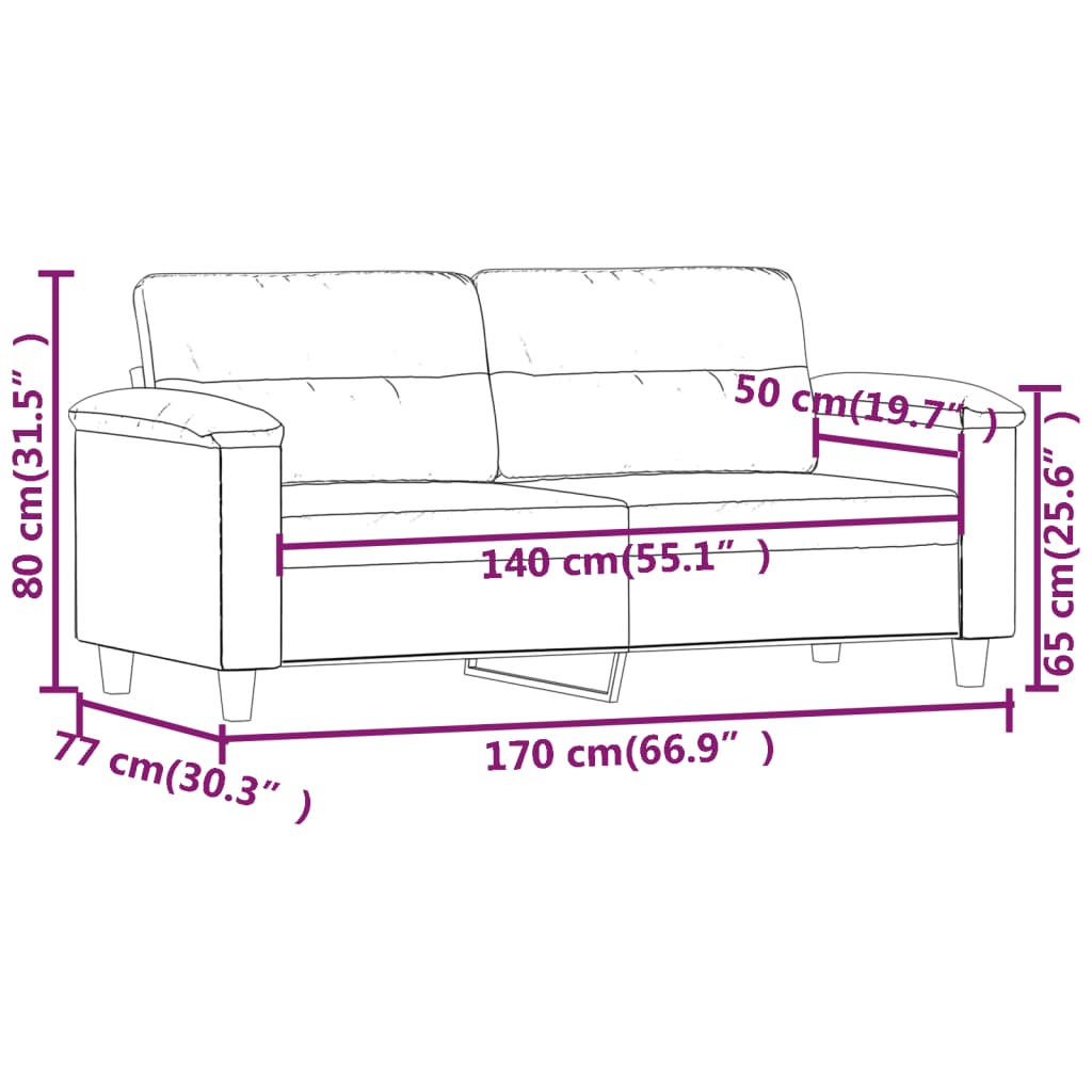 Tweezitsbank 140 cm kunstleer