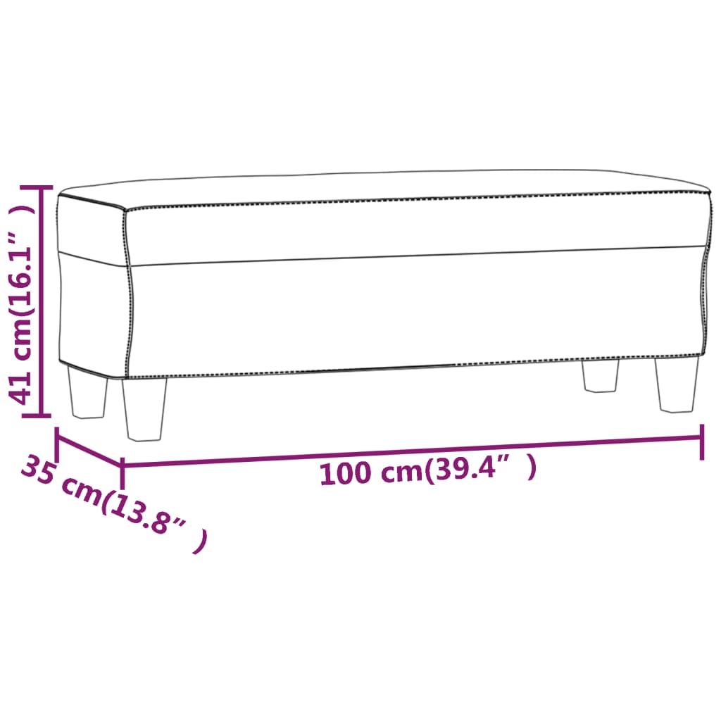 Banc 100x35x41 cm cuir artificiel