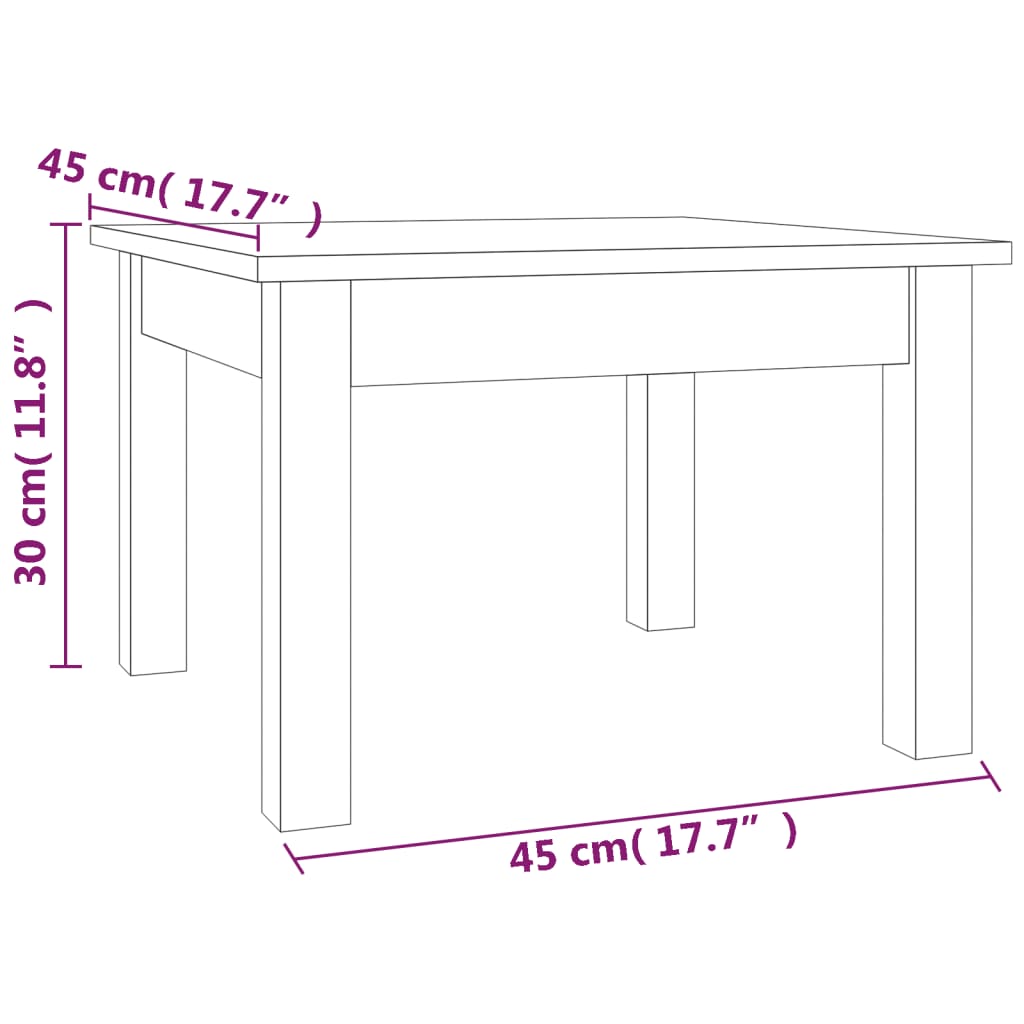 Table basse 80x50x40 cm en bois de pin massif