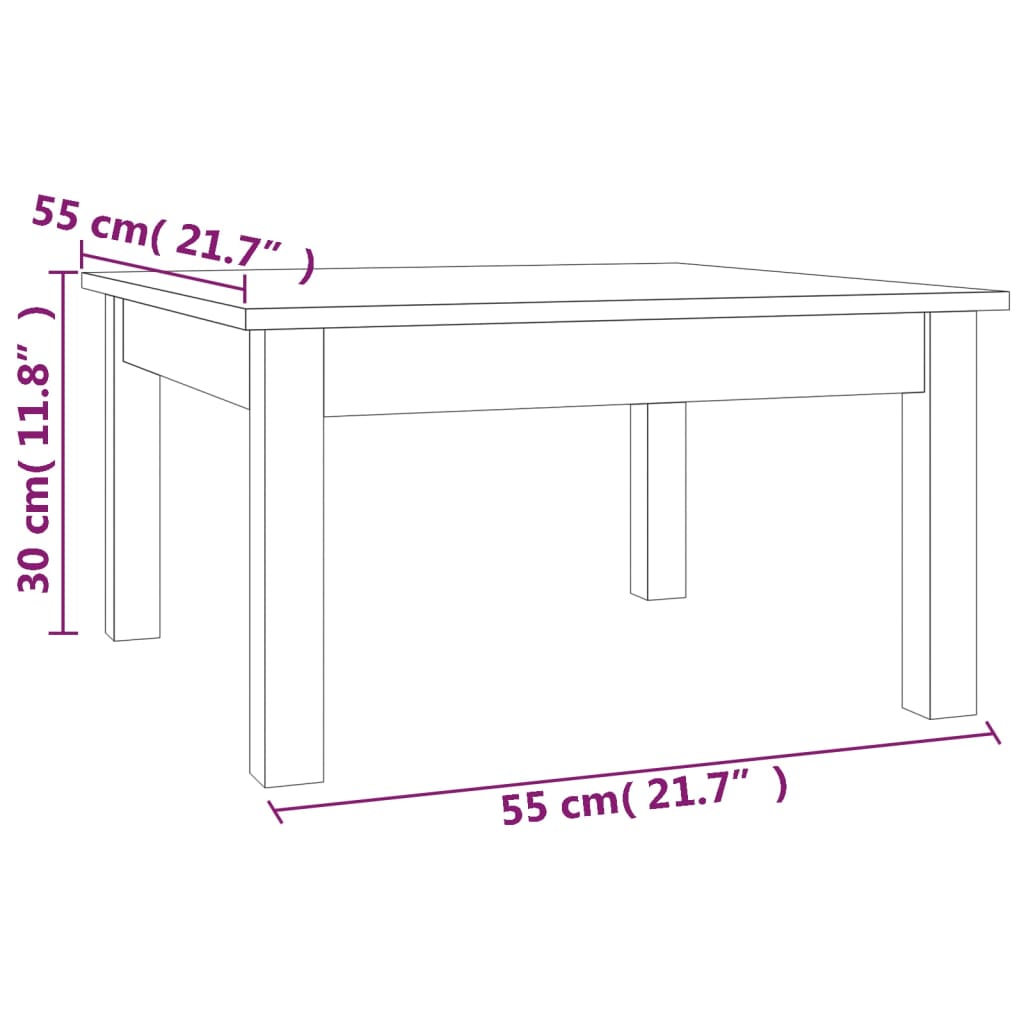 Table basse 80x50x40 cm en bois de pin massif