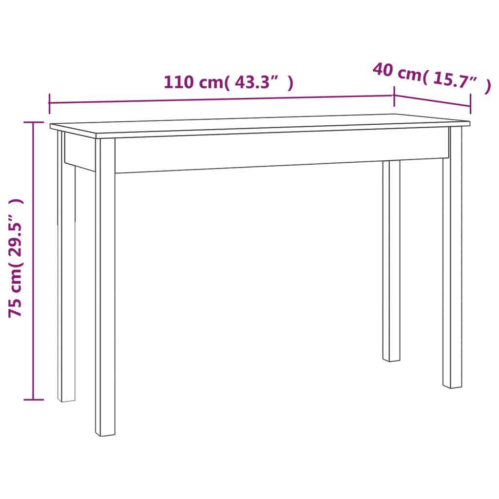 Table murale 110x40x75 cm en bois de pin massif