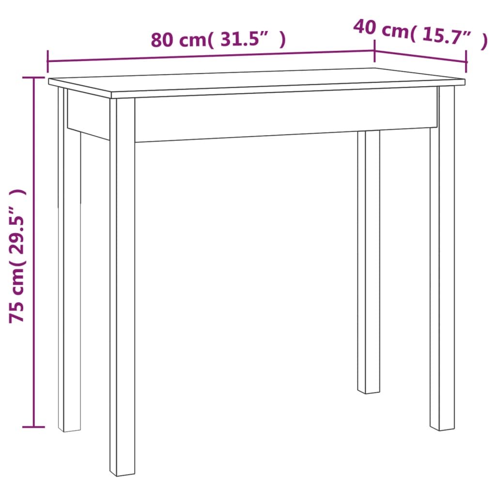 Table murale 110x40x75 cm en bois de pin massif