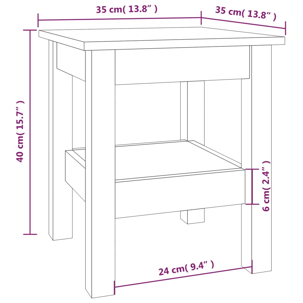 Table basse 35x35x40 cm en bois de pin massif