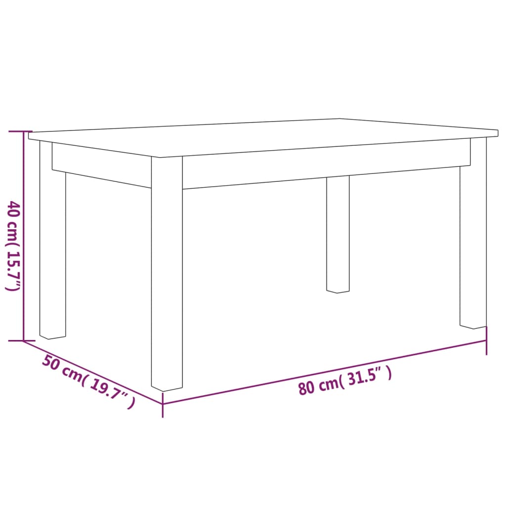 Table basse 35x35x30 cm en bois de pin massif