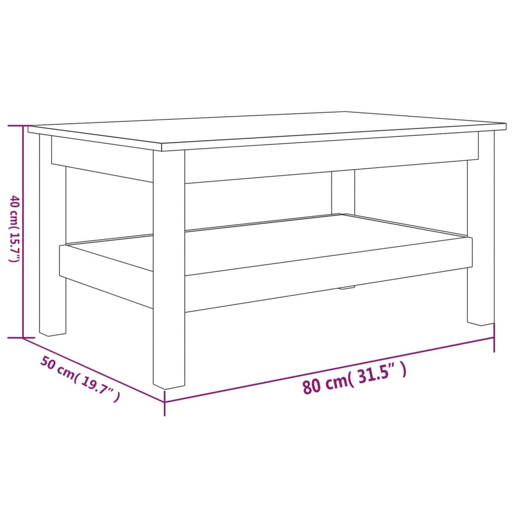 Table basse 35x35x40 cm en bois de pin massif