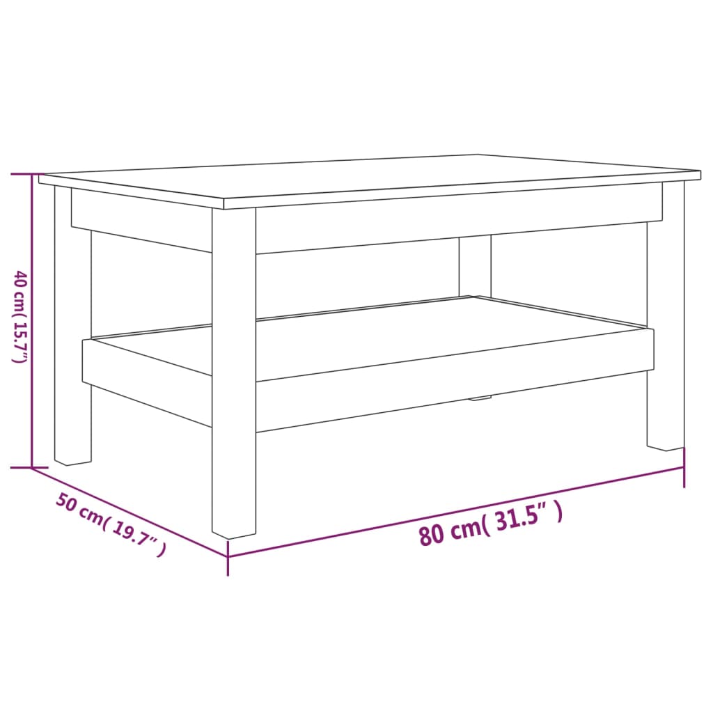 Table basse 35x35x40 cm en bois de pin massif