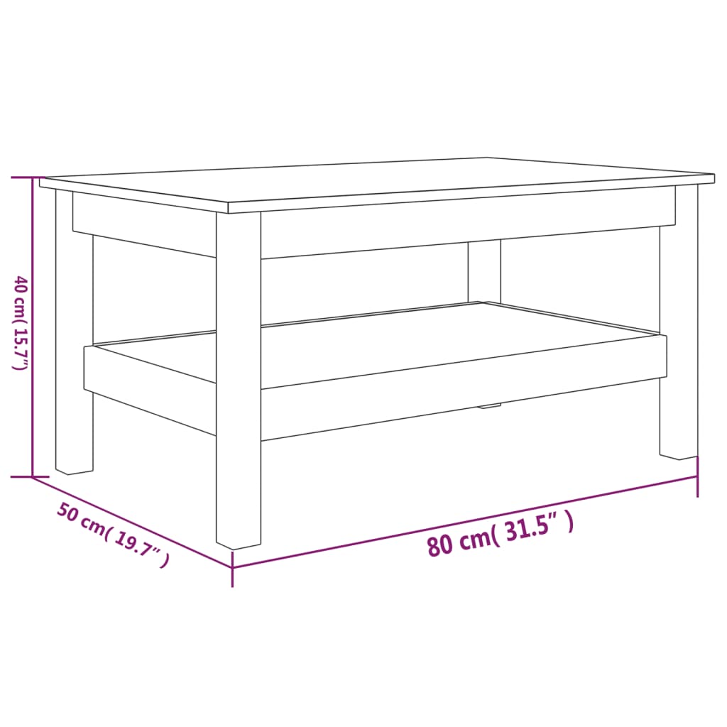 Table basse 35x35x40 cm en bois de pin massif