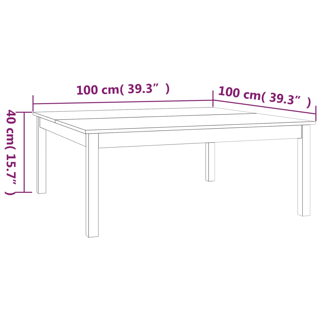 Table basse 35x35x30 cm en bois de pin massif