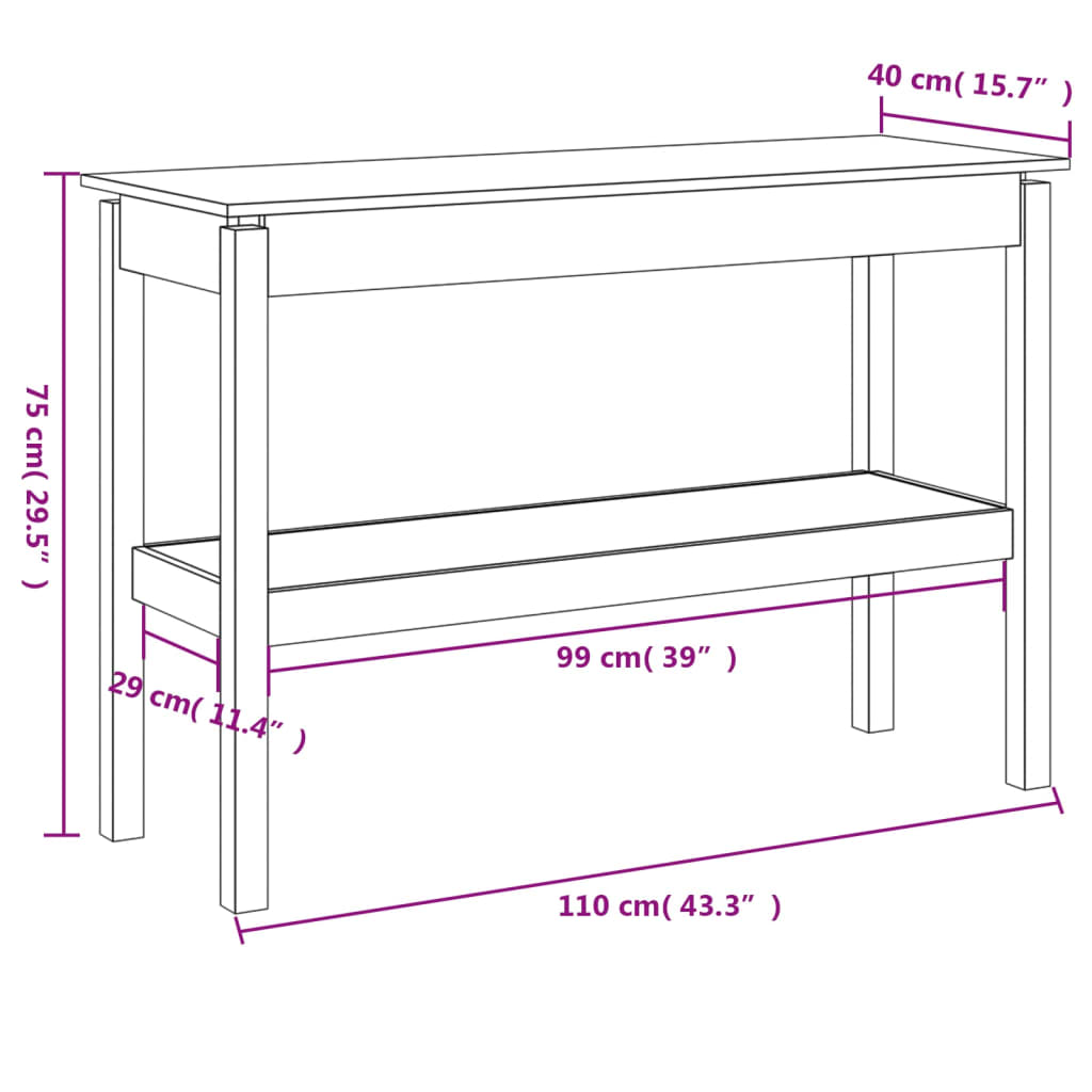 Table murale 110x40x75 cm en bois de pin massif