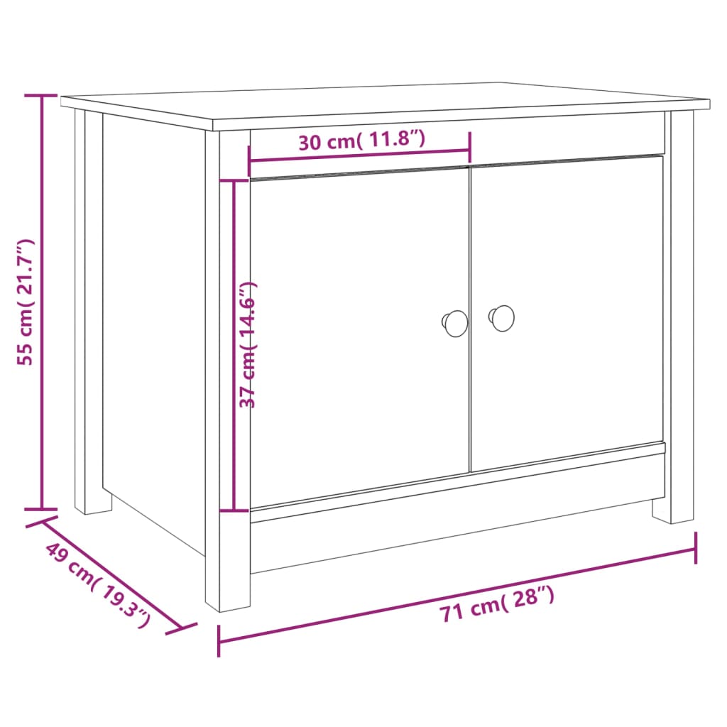 Table basse 71x49x55 cm en bois de pin massif