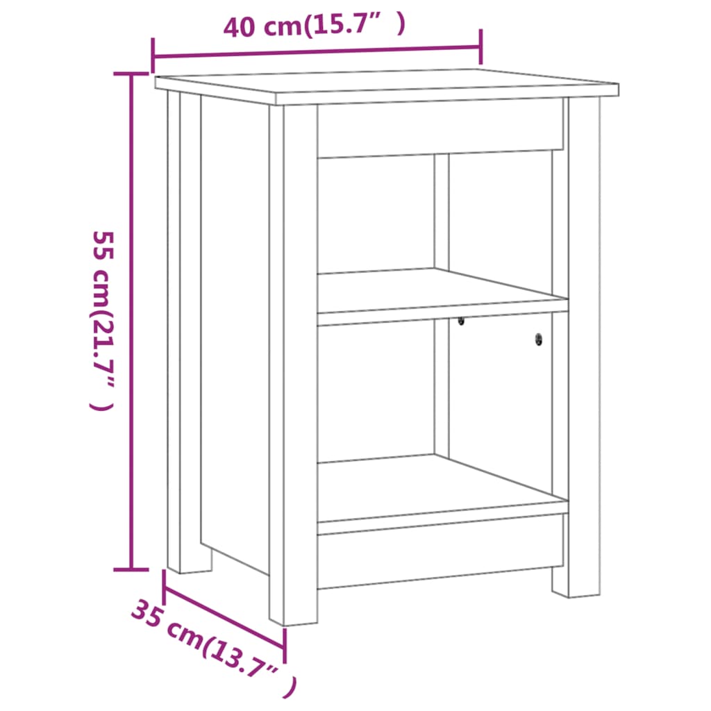 Tables de chevet 2 pcs 40x35x55 cm en bois de pin massif