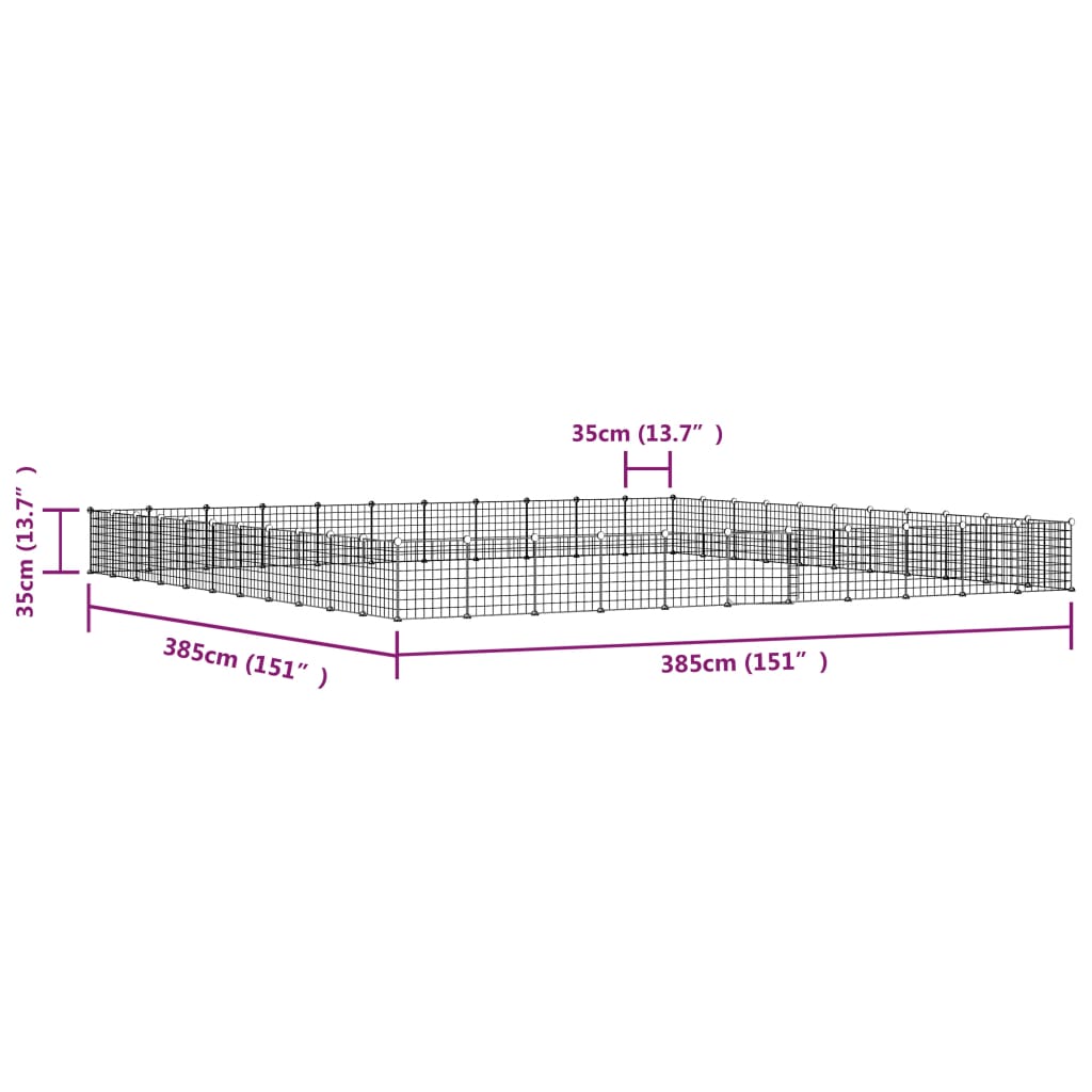 Huisdierenkooi met deur 60 panelen 35x35 cm staal zwart