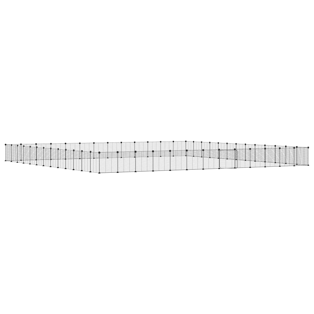 Huisdierenkooi met deur 60 panelen 35x35 cm staal zwart