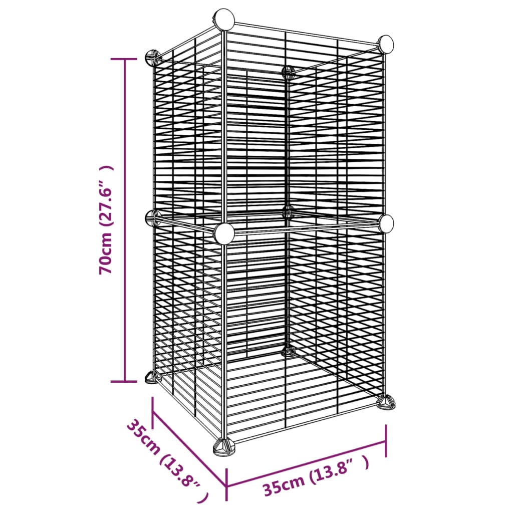 Cage pour animaux avec porte 28 panneaux 35x35 cm acier noir